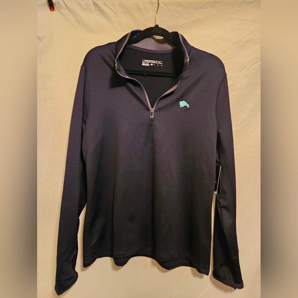Women's Nike Golf Dry Fit Stretch Quarter Zip Pullover Size XL Black/Dark Grey